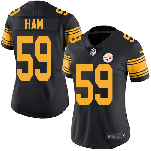 Women's Elite Jack Ham Nike Jersey Black - #59 Rush NFL Pittsburgh Steelers